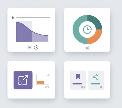 retention, watch time, CTR, and save/share indicators