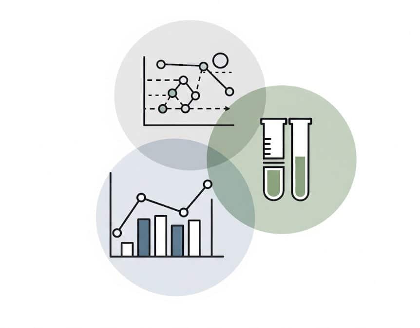 Triangulation of measurement methods: MTA click-path, MMM chart, and experiment icon overlapping