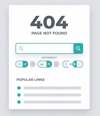 404 recovery: search refinement and helpful next links