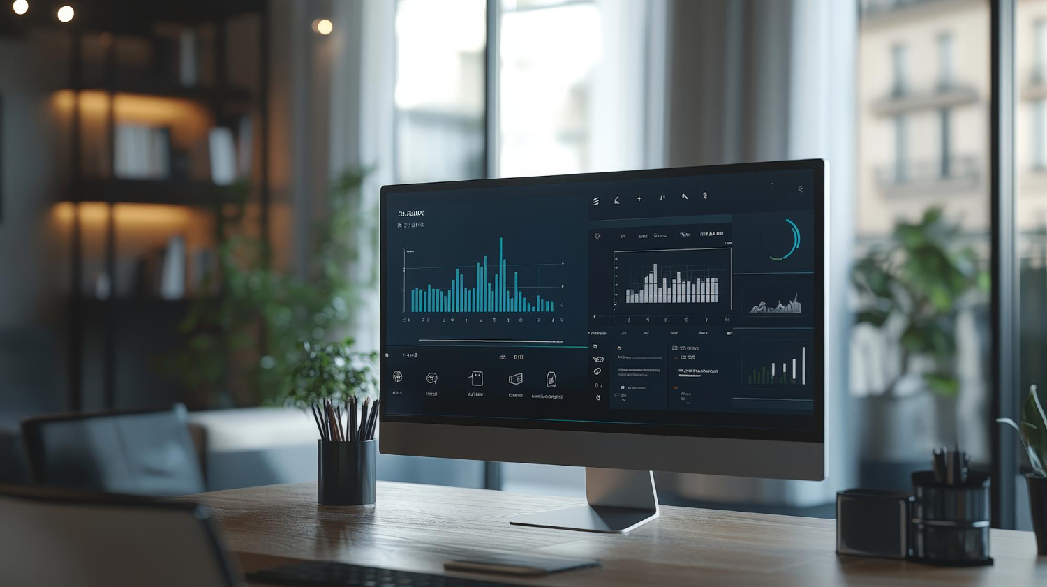 Analytics dashboard showing bounce rate and exit rate metrics on dark monitor