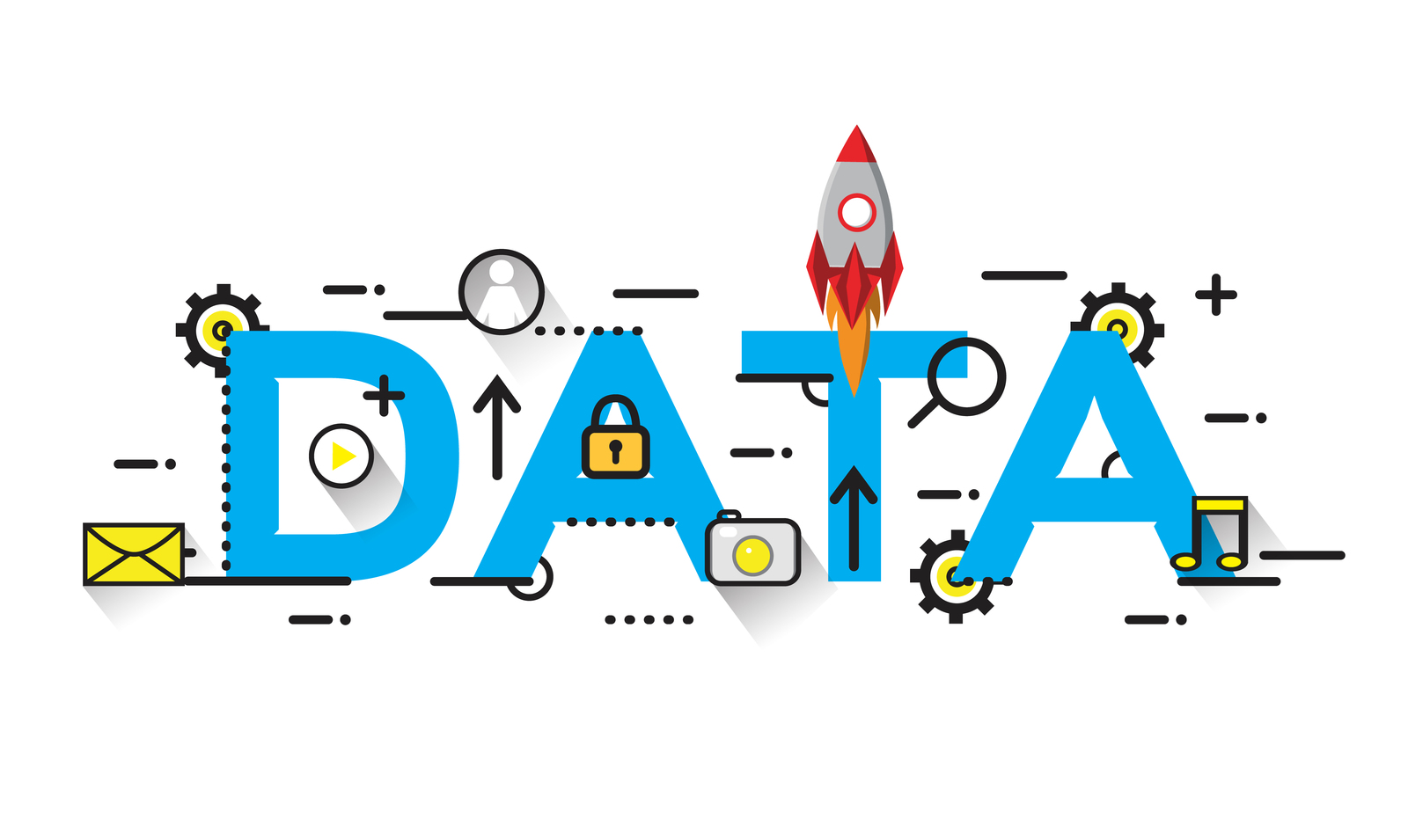 Colorful DATA lettering with privacy and chart icons, representing first-party data