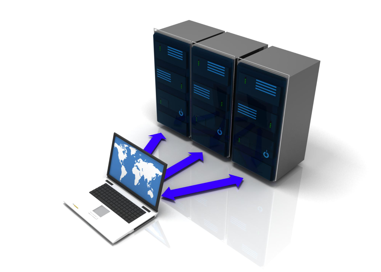 A laptop connected to server hardware, representing server-side tracking infrastructure